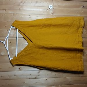 Mustard linen V neck tank top